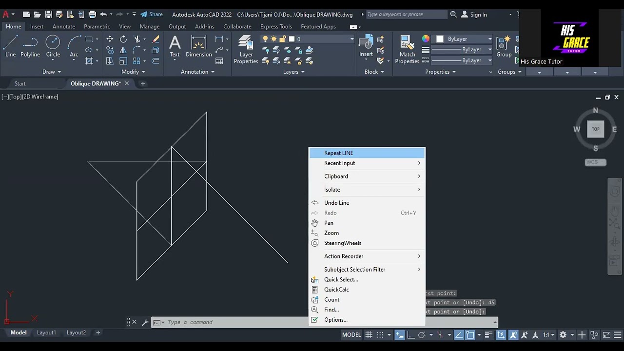 AutoCAD - Oblique Circle on Side Face of an Oblique Cube
