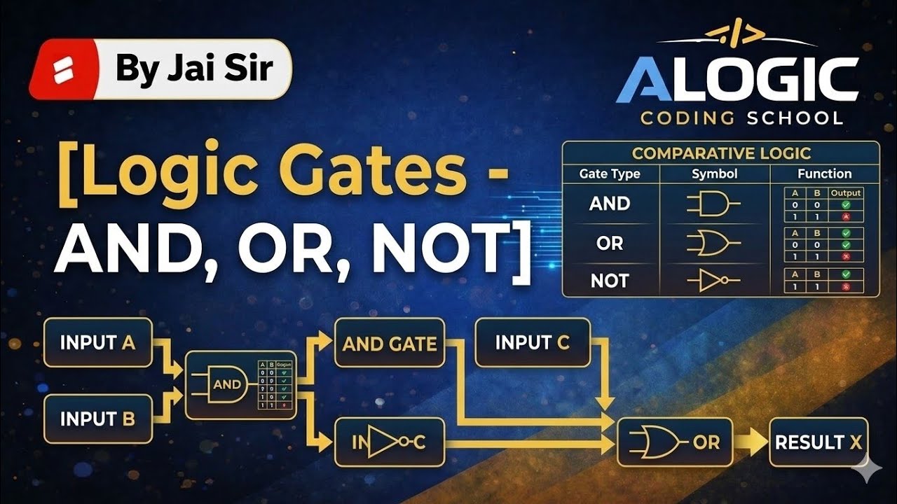 AND, OR, NOT Gates Explained 🔥 | Basic Logic Gates Full Tutorial | ALOGIC Coding School by Jai Sir