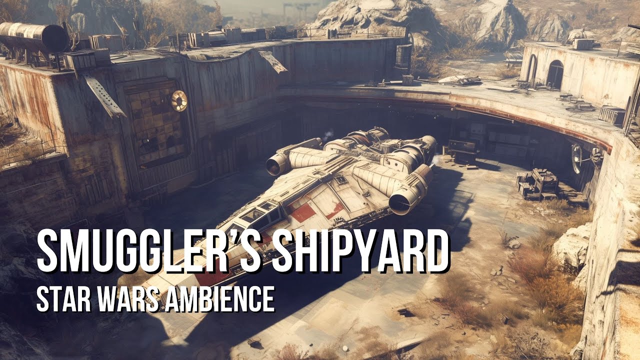 Smuggler's Shipyard | Star Wars Ambience | Quiet Radio, Ship Takeoffs, Strong Winds