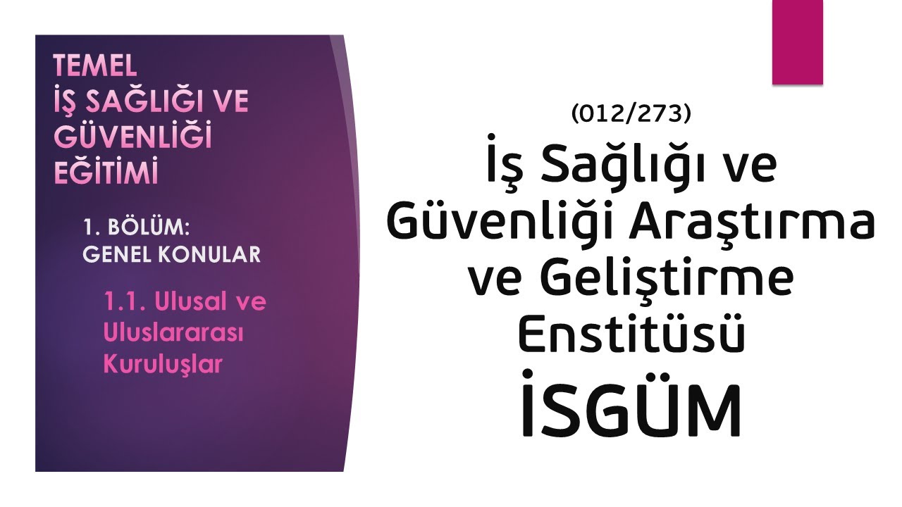 012 - İSG Araştırma ve Geliştirme Enstit&uuml;s&uuml;: İSG&Uuml;M | Genel Konular | &Ccedil;ALIŞANLARIN İSG EĞİTİMİ