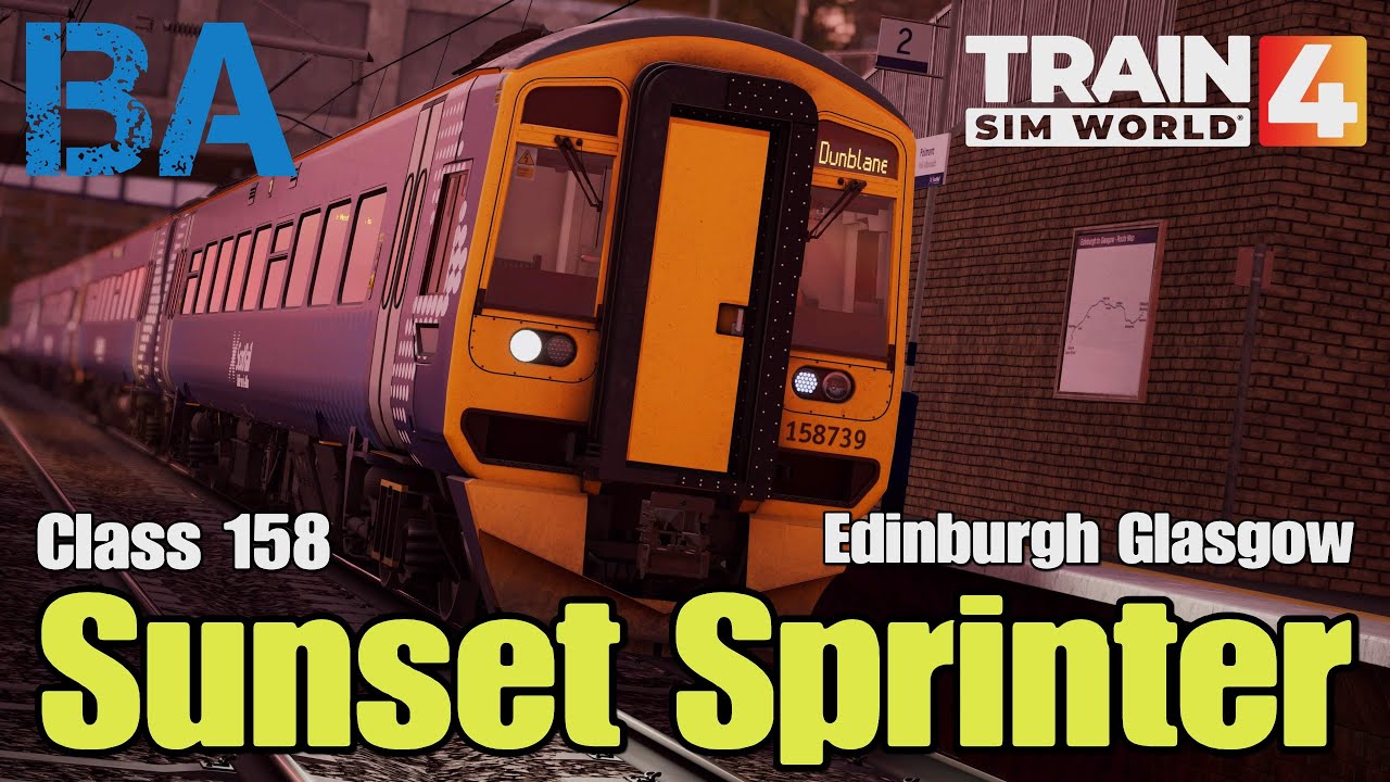 Sunset Sprinter - ScotRail Class 158 - Skyhook Games - Edinburgh Glasgow - Train Sim World 4