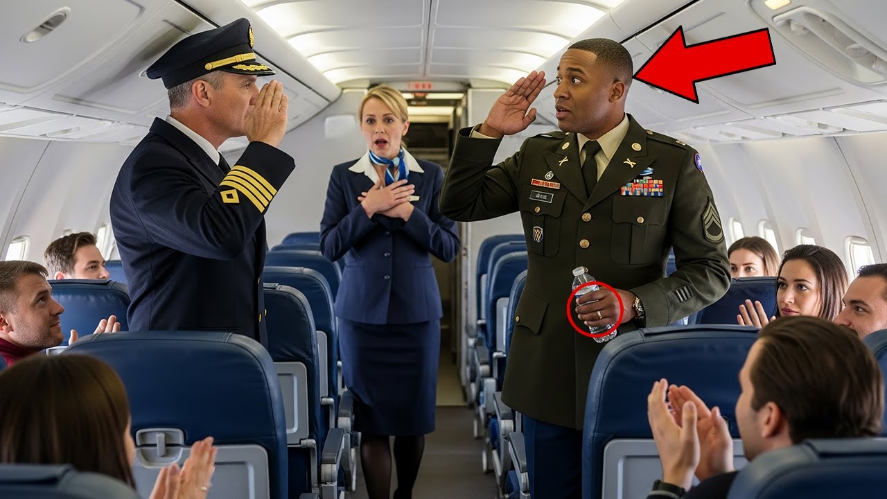 Стюардесса отказывает чернокожему солдату в напитке, после чего капитан отдаёт ему честь перед вс...