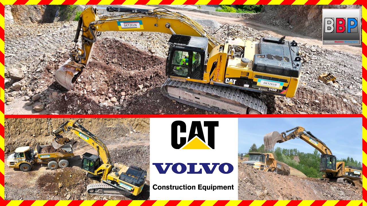 CAT 345D & Volvo A25F, Porphyrwerk Detzeln, 2023. #1