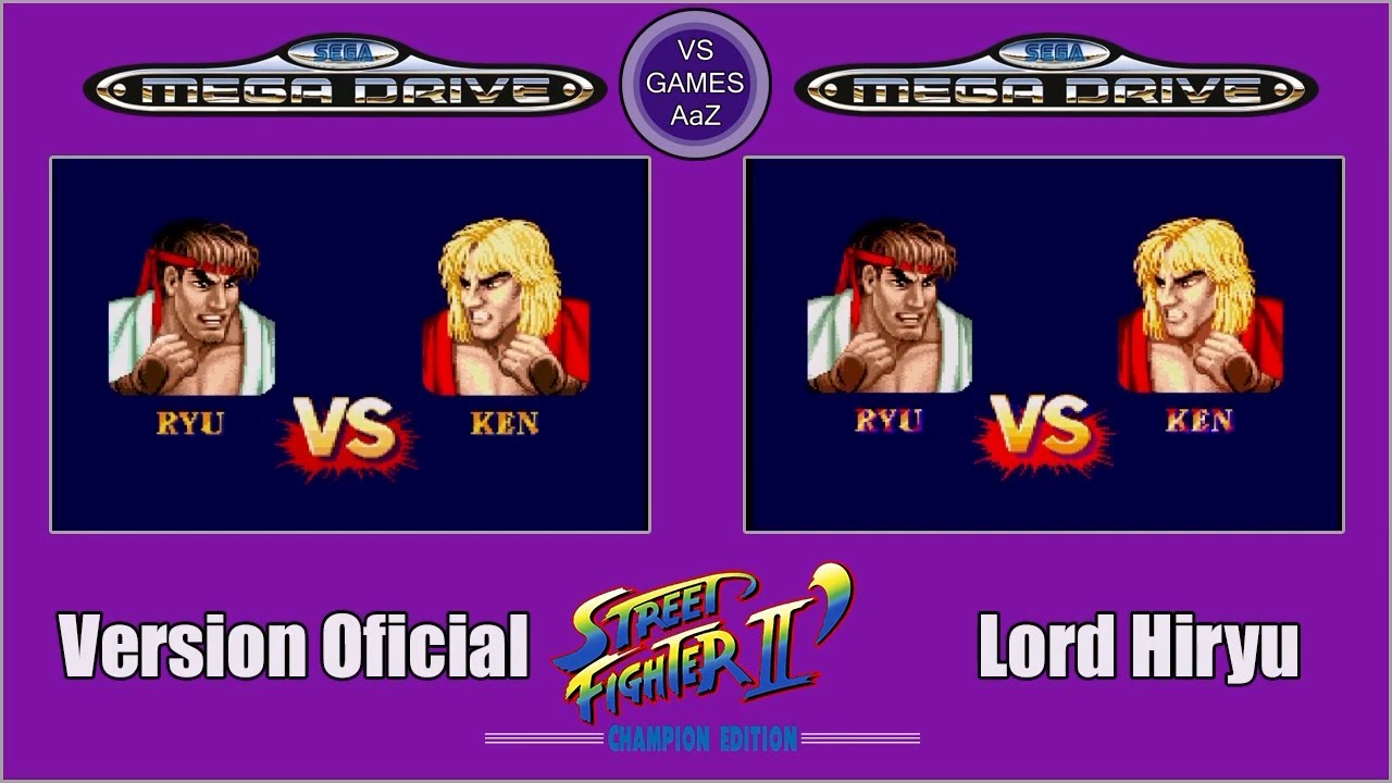 Street Fighter 2 Hyper Champion Edition |Mega drive  Lord Hiryu VS Official |side by side comparison