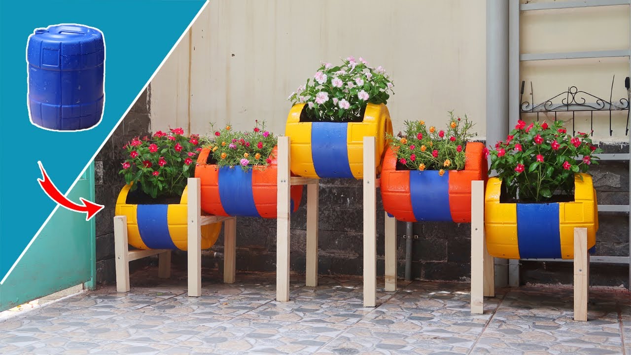 You will Love it! Recycling Plastic Barrels into Tier Flower Pots for Garden