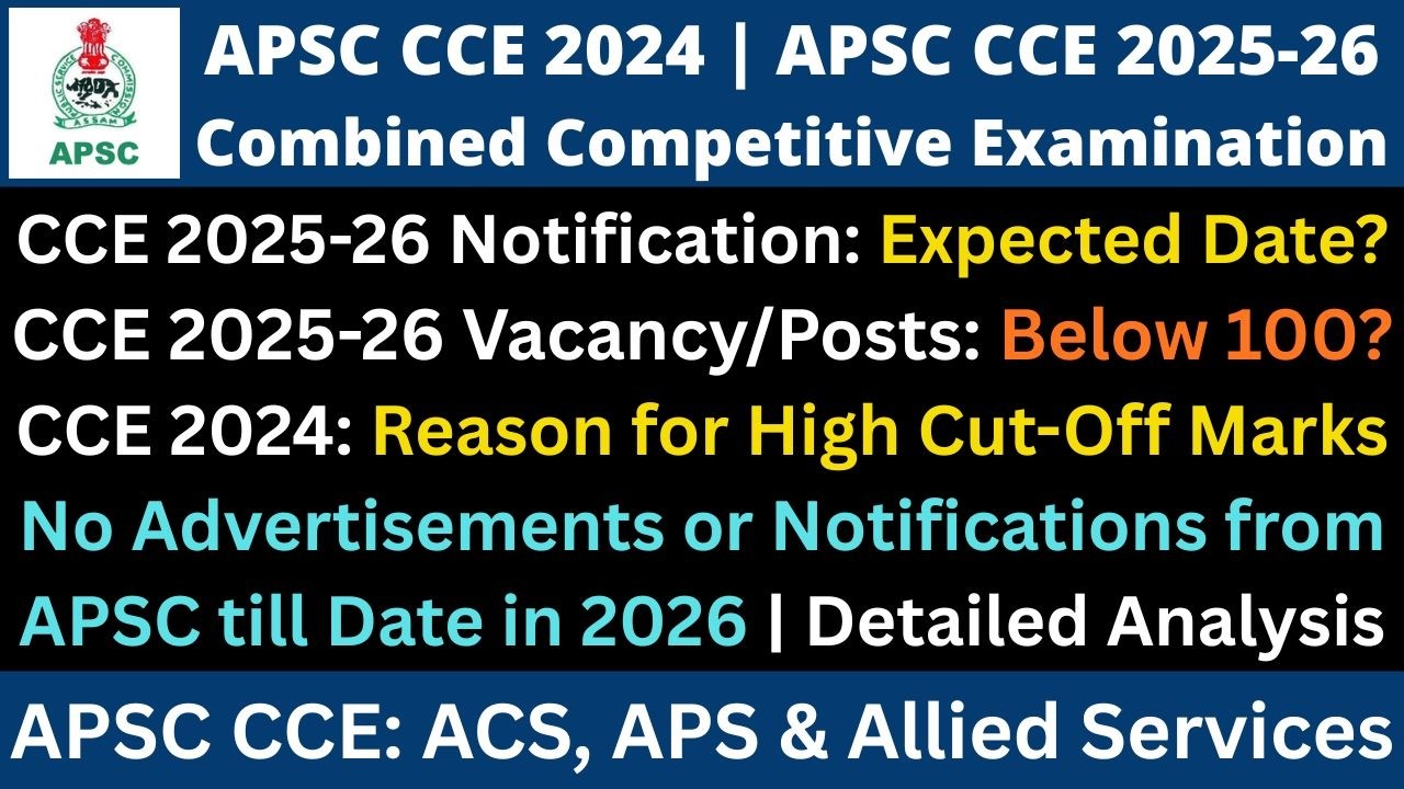 APSC CCE CCE 2025-26: Notification | Vacancy: Below 100