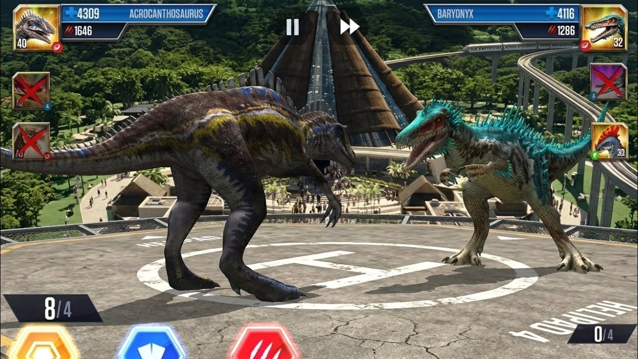 ACROCANTHOSAURUS VS BARYONYX AT BRACKET BREAKDOWN ARENA - Jurassic World The Game 
