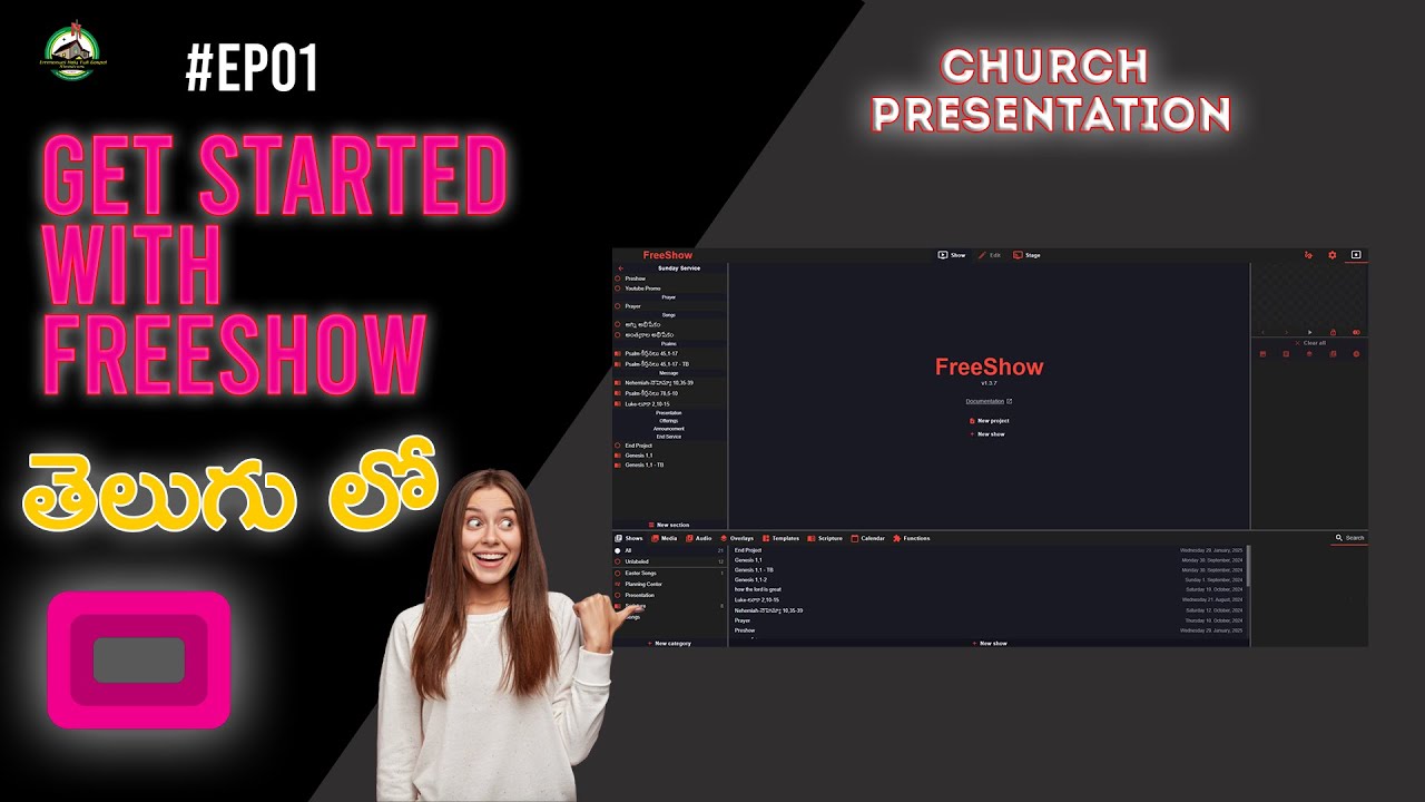 🎯Get Started FreeShow for Church Presentations - Tutorial -1 || Telugu