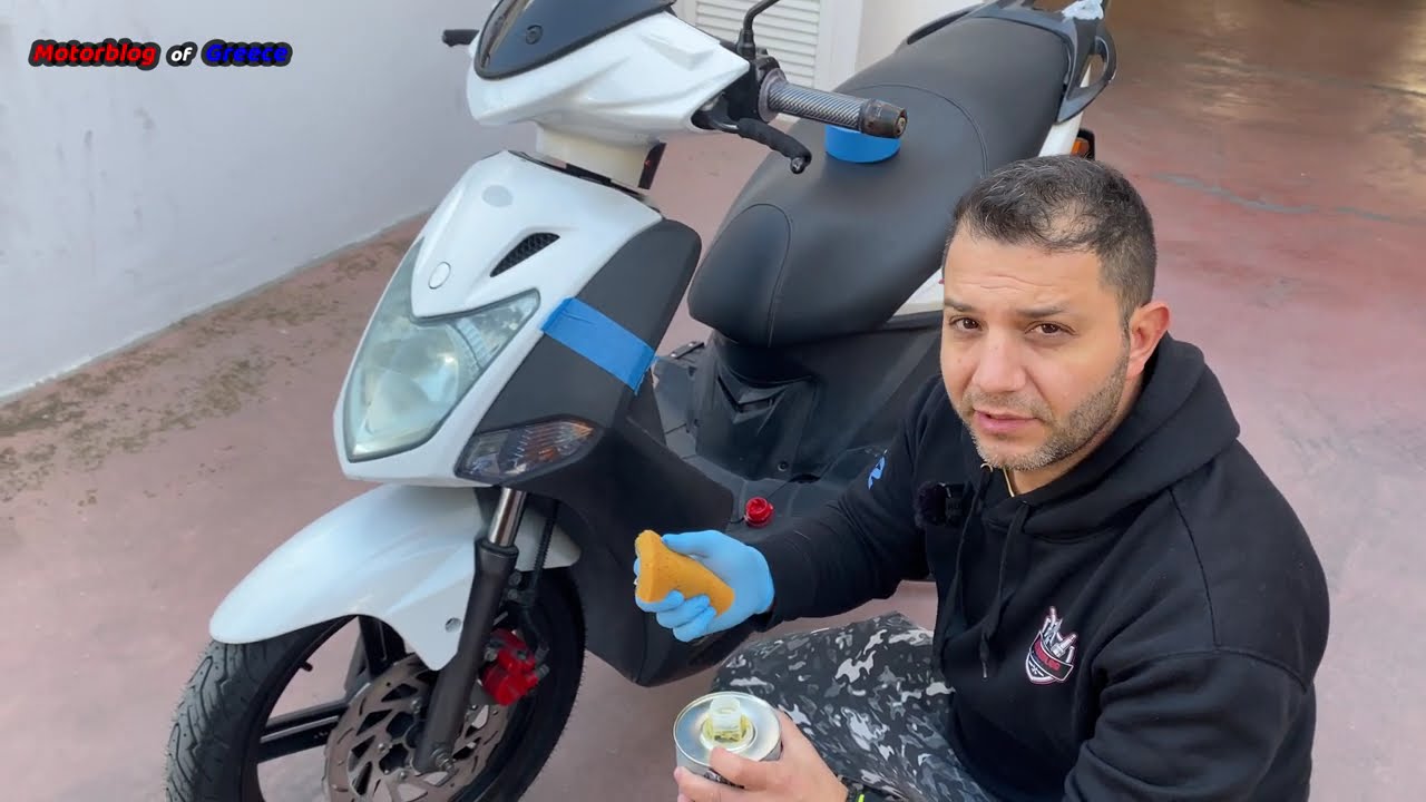 ανανέωση ξεθωριασμένων πλαστικών μηχανής κ αυτοκινήτου plastic restoration 