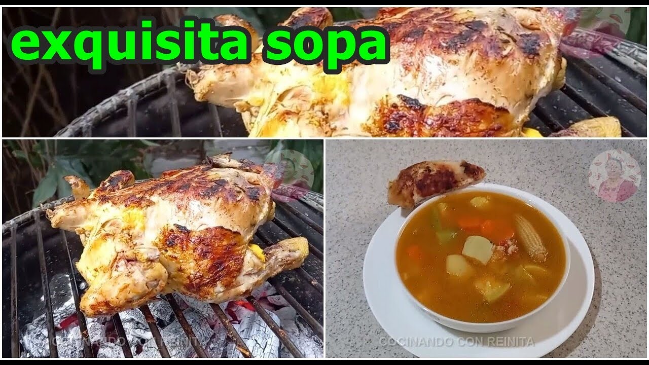 🍗🍵Cómo preparar una deliciosa sopa de pollo con pollo asado al carbón🍗🍵