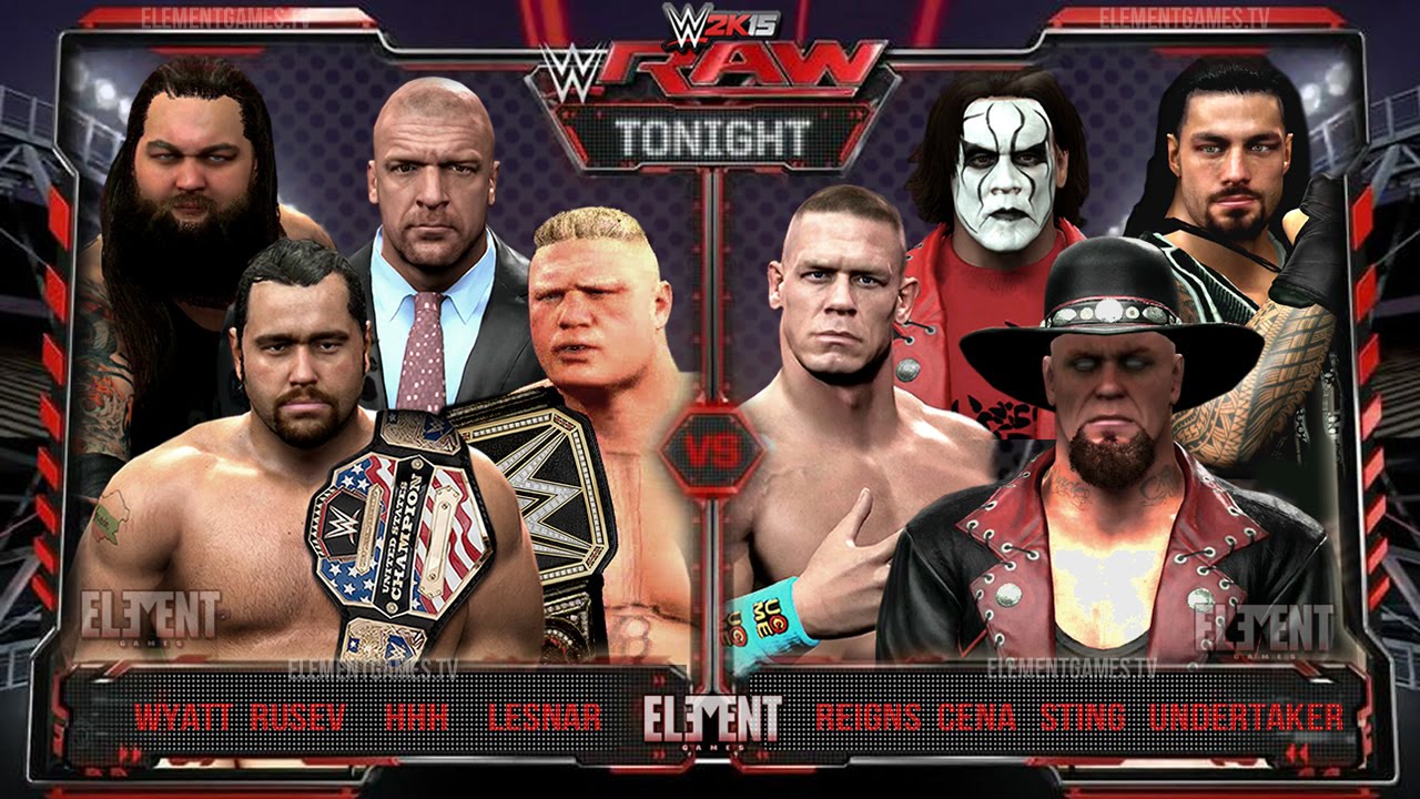 WWE RAW 2K15 : Undertaker, Sting, John Cena & Reigns vs Brock Lesnar, HHH, Wyatt & Rusev - 23/03/15