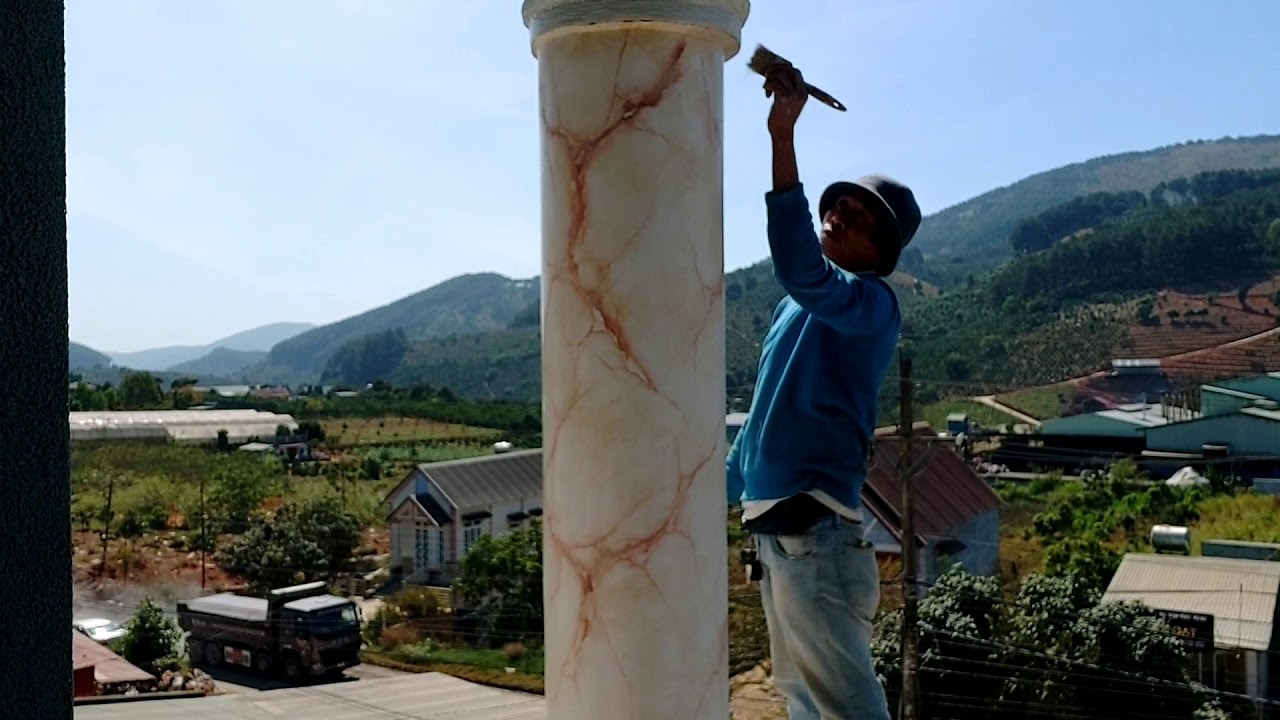 Drawing beautiful marble imitation | Vẽ sơn giả đá cẩm thạch đẹp