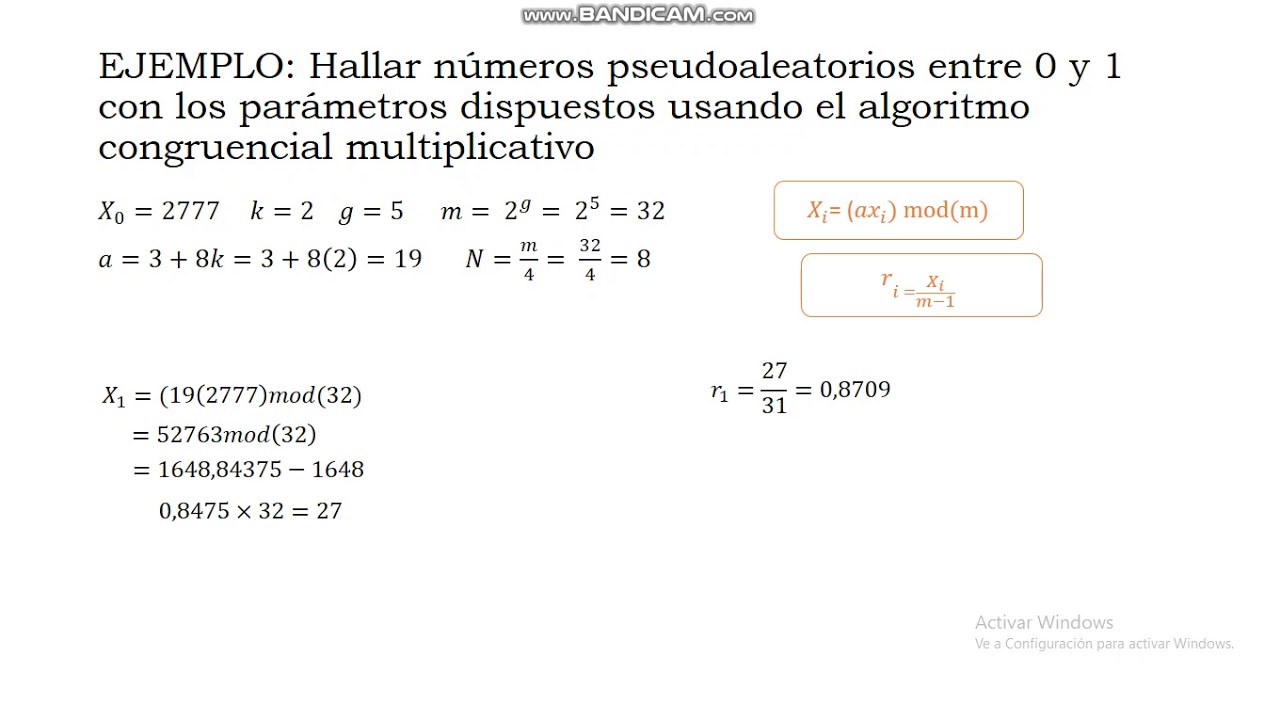 Algoritmo congruencial multiplicativo- Simulacion