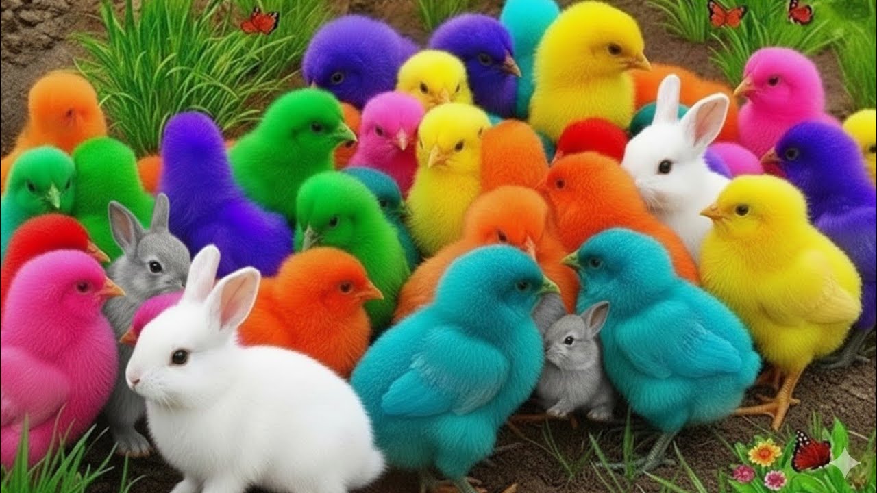 Ayam am Lucu, ayam warna warni, ayam rainbow, kelinci lucu, bebek lucu, ikan koi, Hewan Lucu