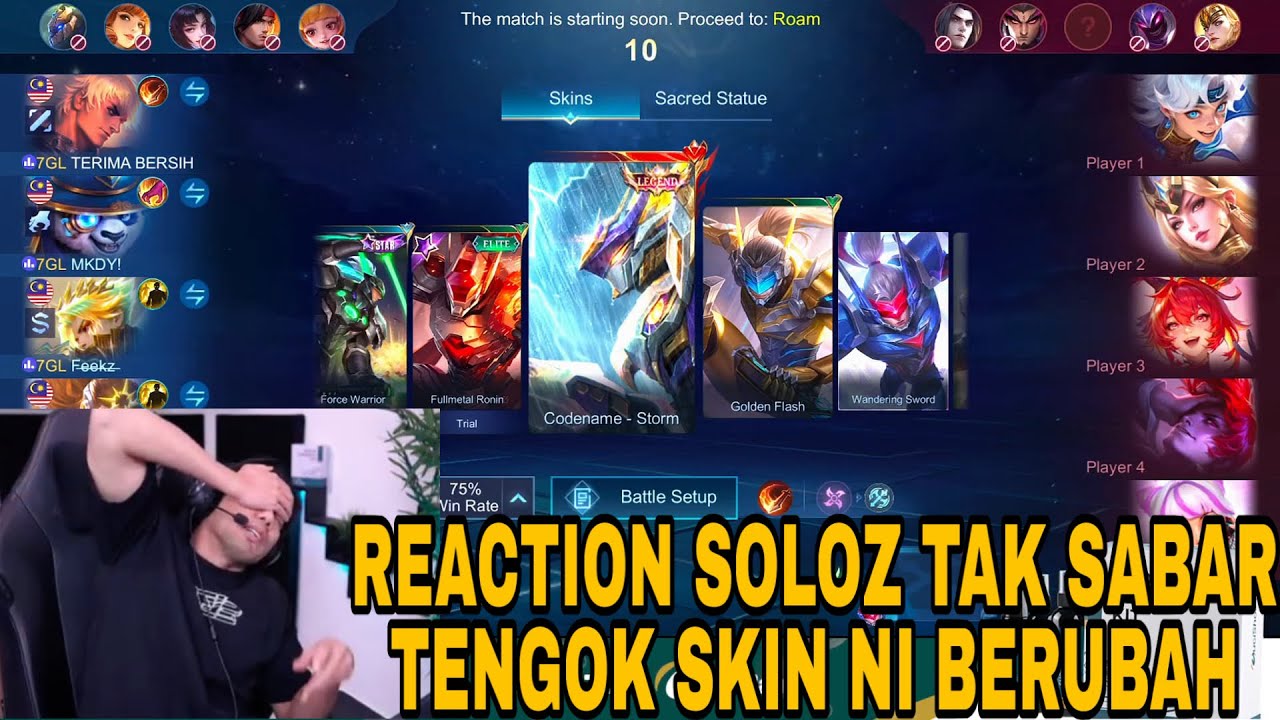 REACTION SOLOZ TAK SABAR NAK KUMPUL 10 STACK NAK TENGOK SKIN LEGEND NI BERUBAH