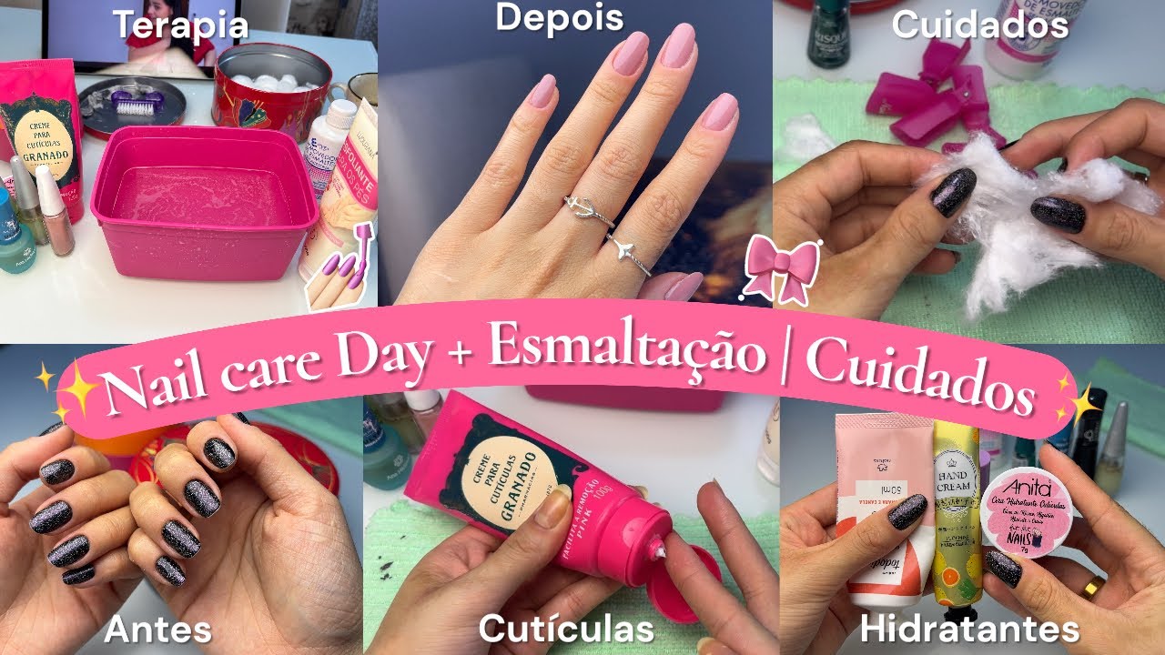 Minha Rotina de Nail Care Day 💖 Unhas Fortes em CASA! 