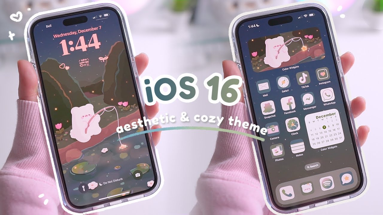 aesthetic + cozy forest iOS 16 theme 🌷 | customize with me, iphone 14 pro max 🌱💕