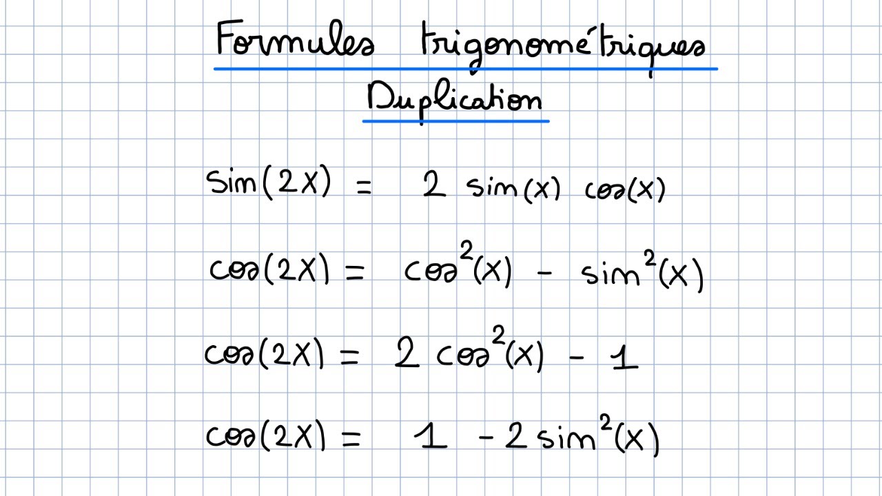 Formules de duplication (Trigonométrie)