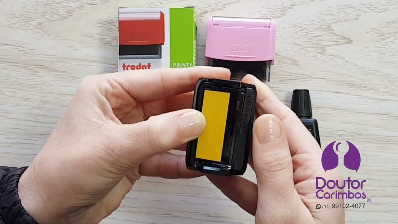 Como carregar almofada de tinta carimbo Trodat 3911