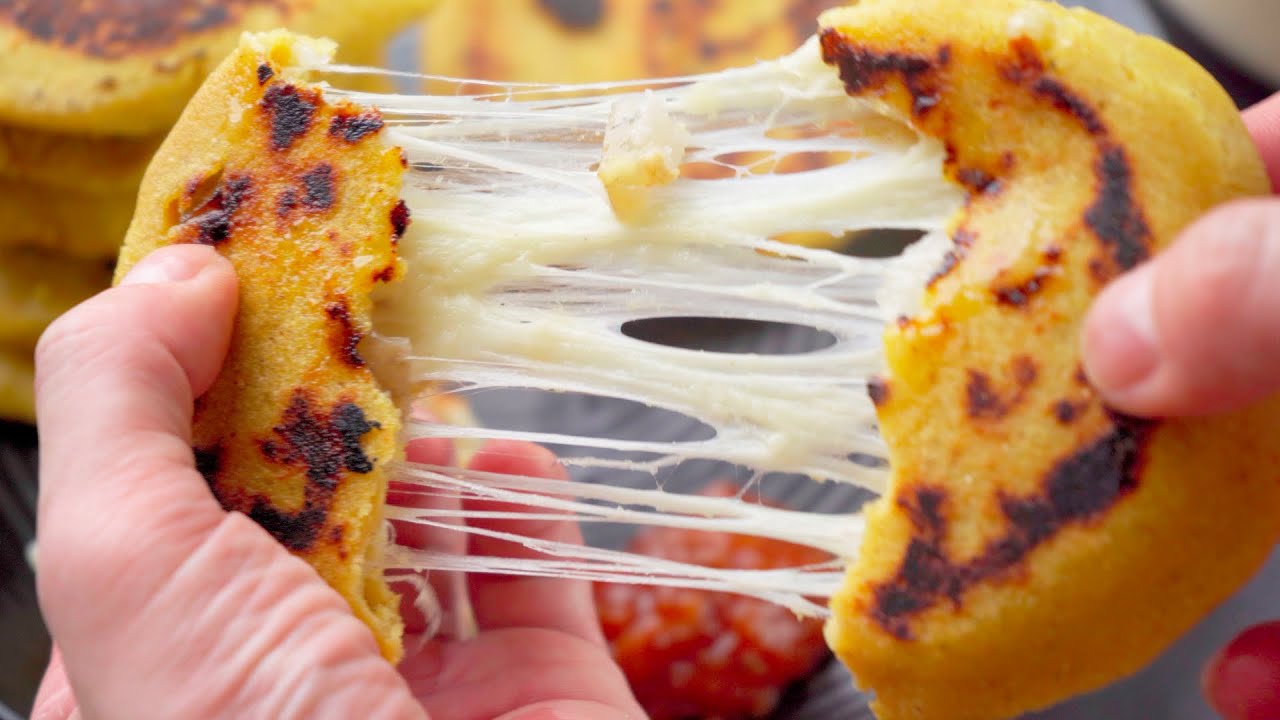 Corn meal pancakes (pork and cheese Pupusa) - Salvadoran street food recipe