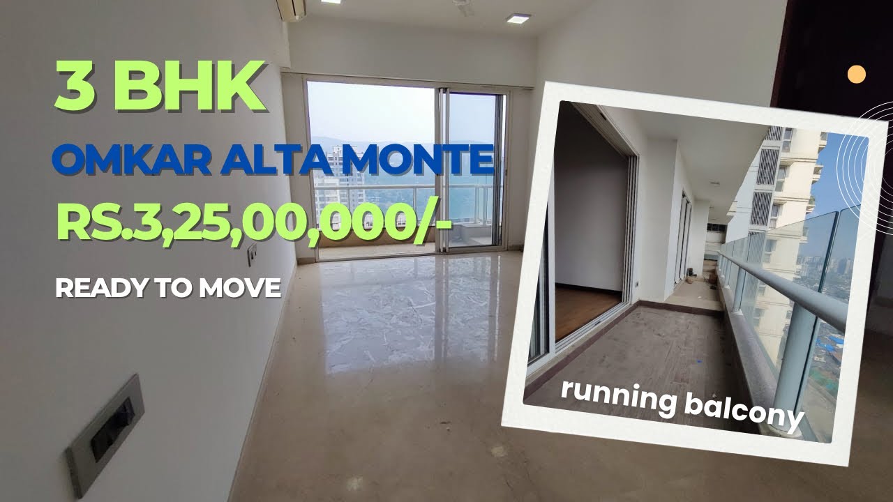 Omkar alta monte 3 bhk Big size flat | 3 bhk flat in omkar alta monte open view | omkar alta monte