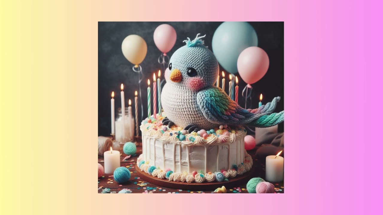Amigurumi  Cute  🎂🤤 Bolo Com Pássaro em Crochê