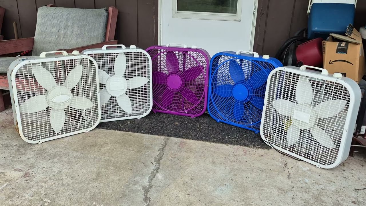 Five Lasko box fans 