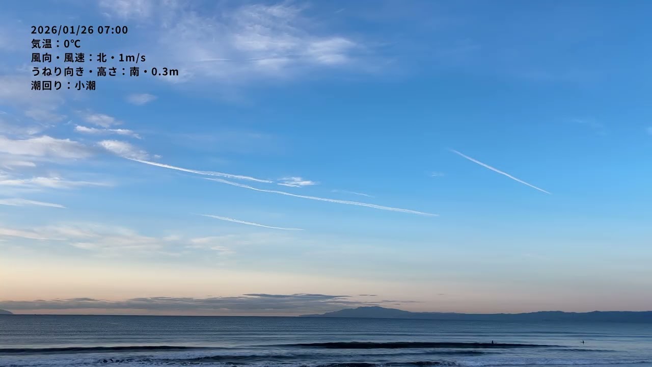 【湘南・鵠沼海岸の波】2026/01/26 07:00 無風・うねりあり #鵠沼海岸 #江ノ島 #波情報 #サーフィン