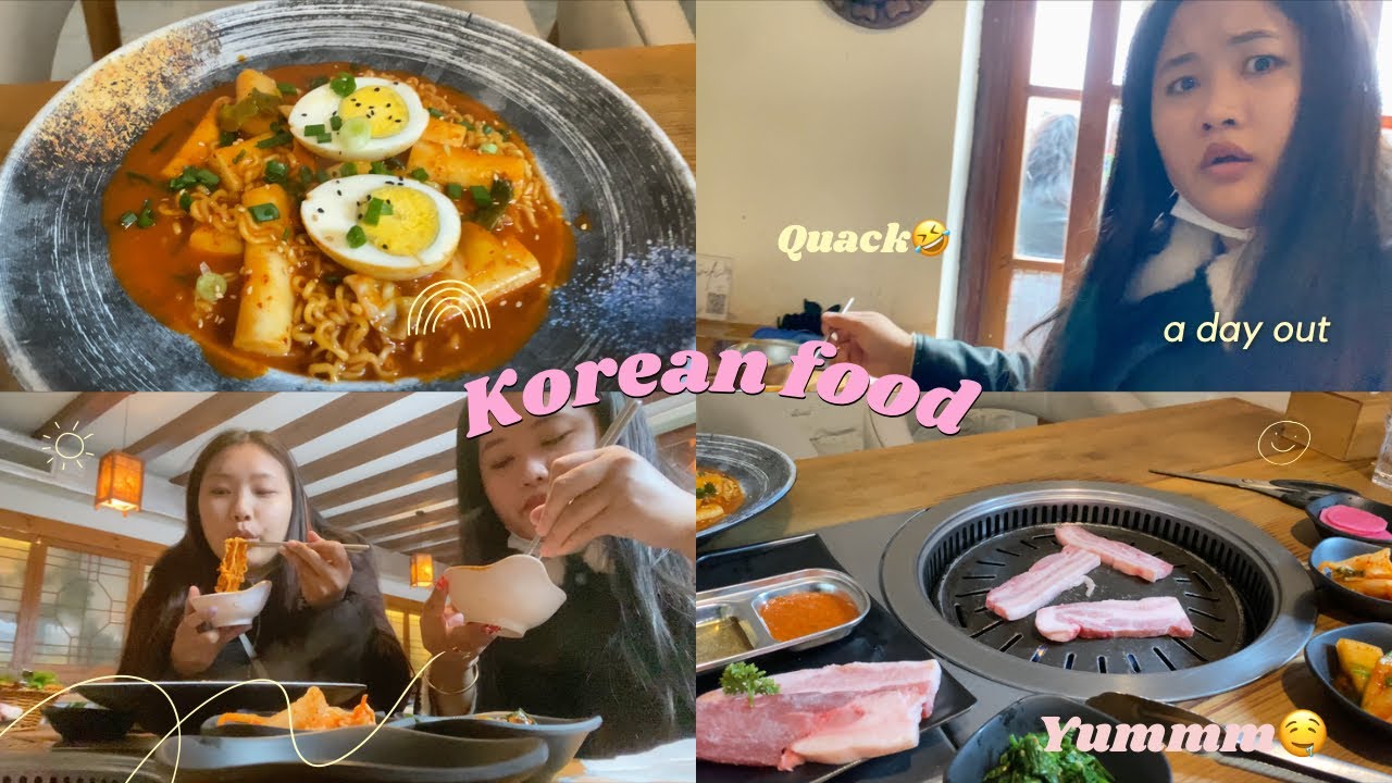 Eating korean food in hankook sarang 🍜 🥓 || Thamel