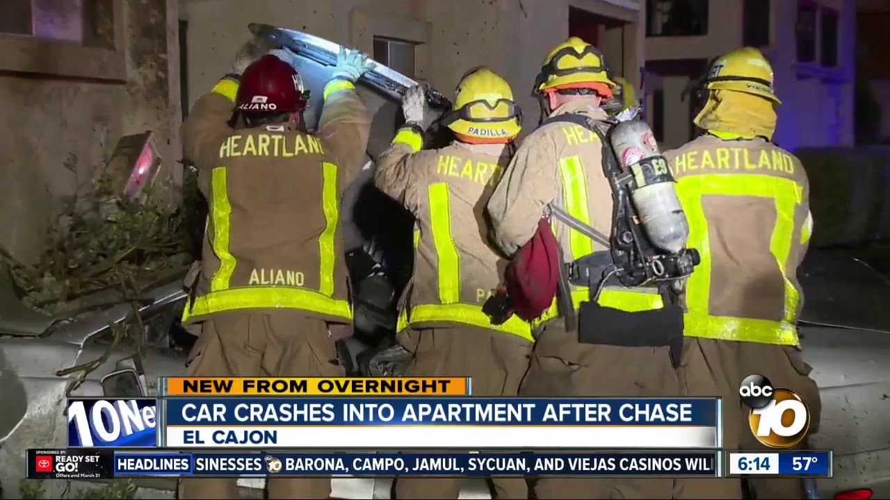 Car that led chase crashes into El Cajon apartment building