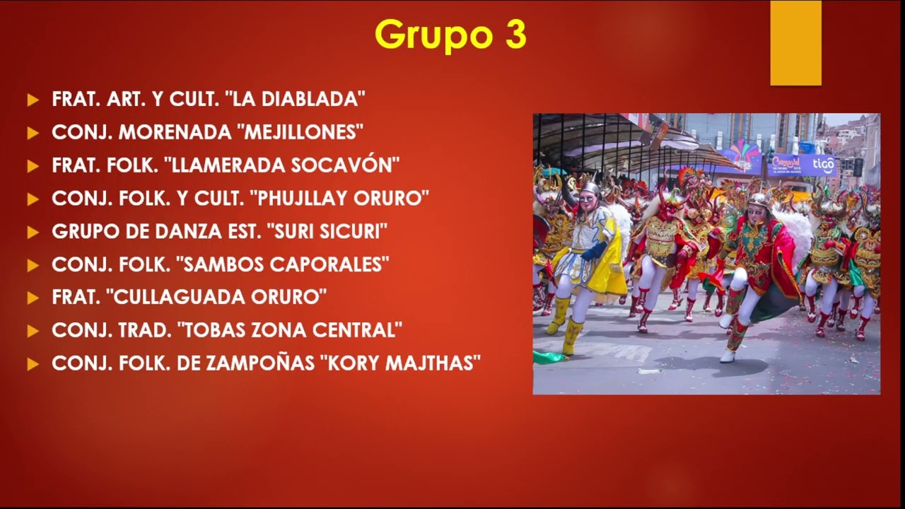 Rol de Ingreso del Carnaval de Oruro 2026 - S&aacute;bado de Peregrinaci&oacute;n