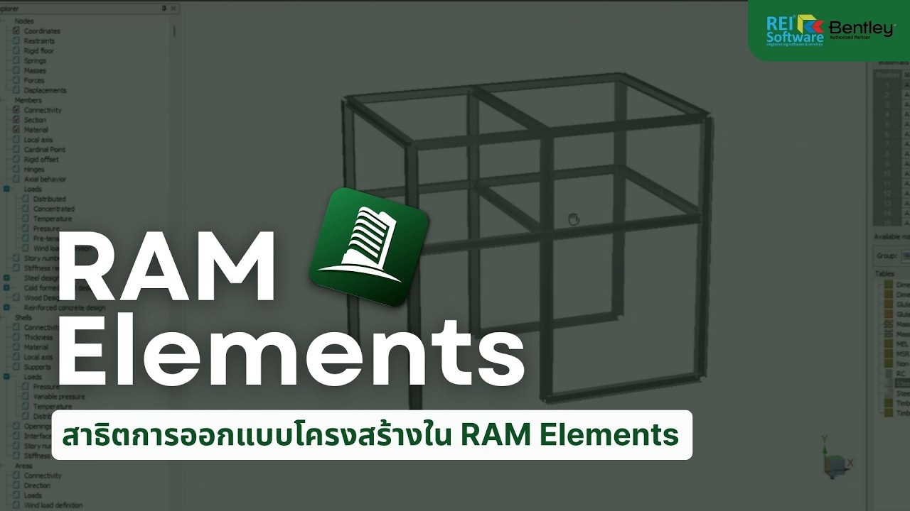 สาธิตการออกแบบโครงสร้างในโปรแกรม RAM Elements