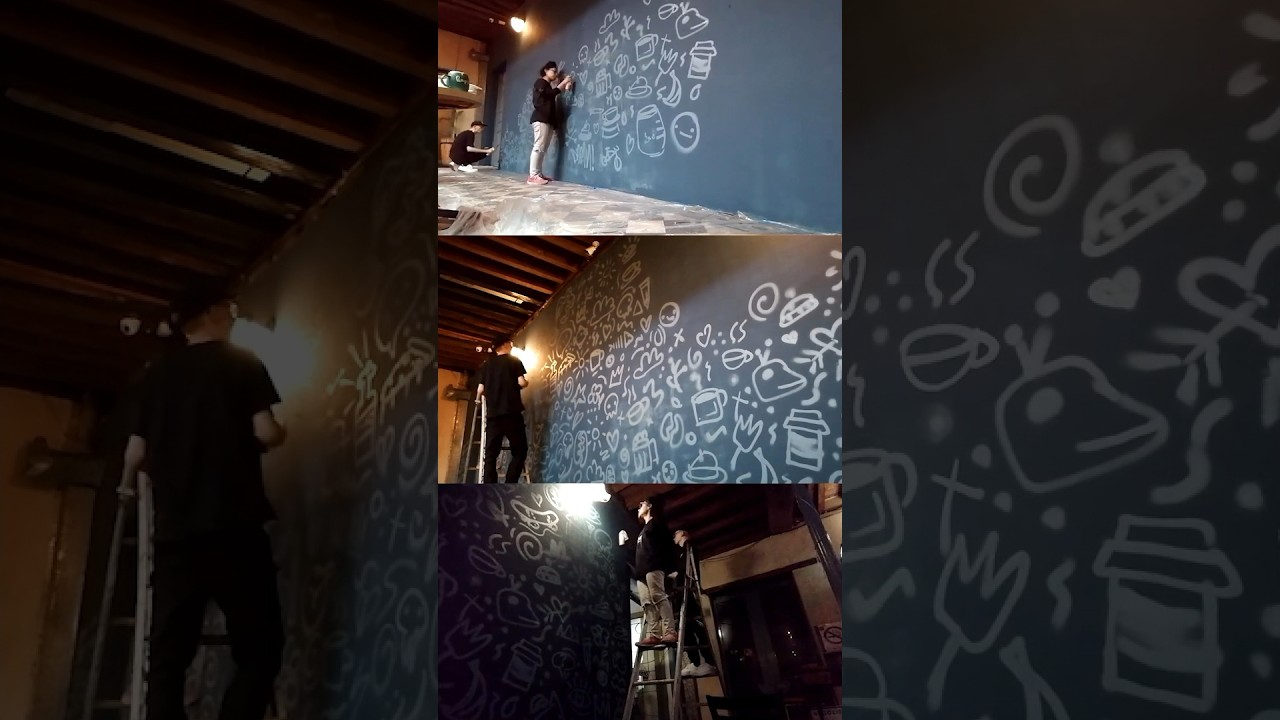 doodle grid for our mural at collage cafe in toluca, mexico :) #mural #doodle #doodleart #spraypaint