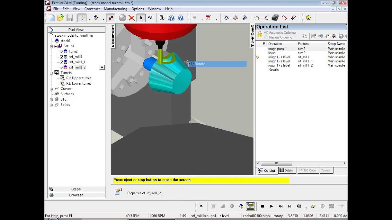 Stock Model Turn/Mill - FeatureCAM 2010