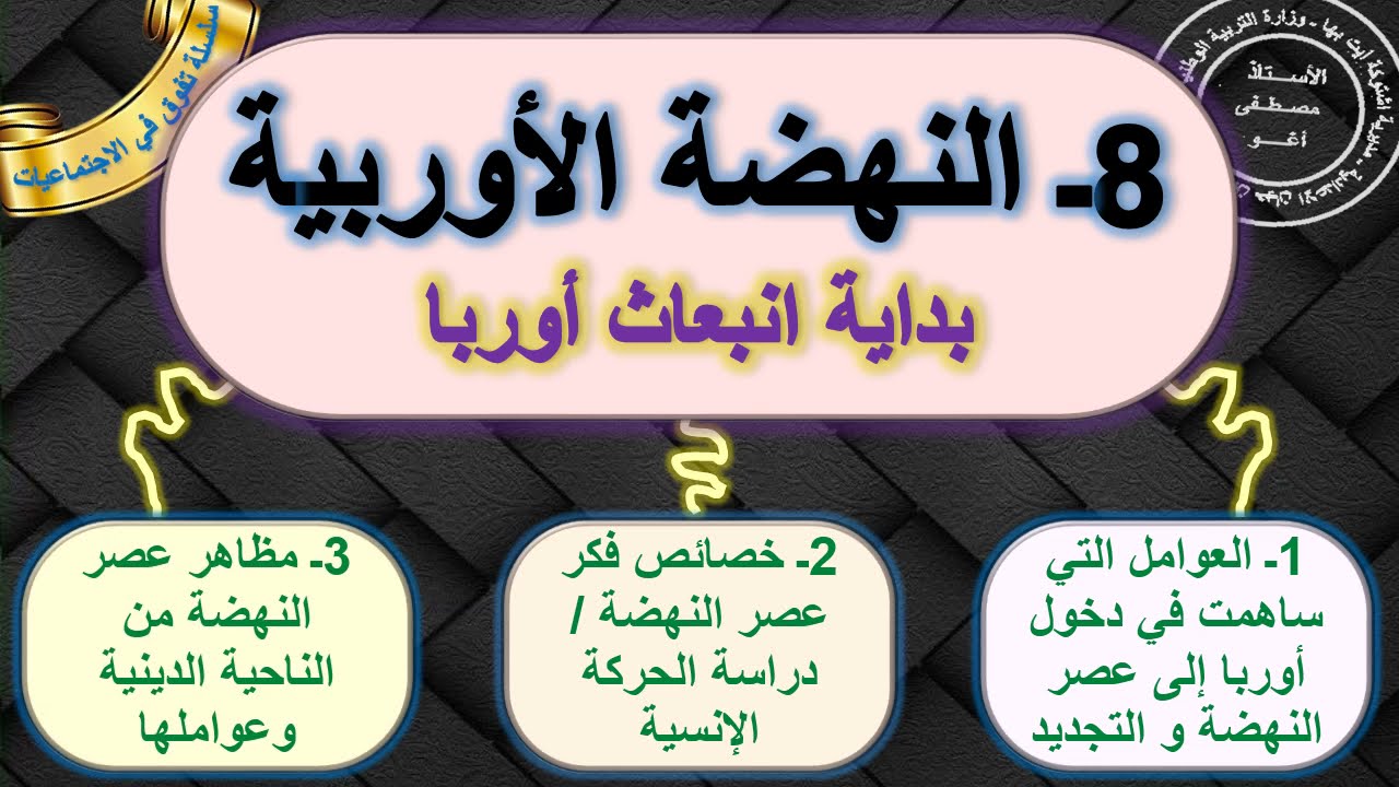 النهضة الاوربية بداية انبعاث أوربا مادة التاريخ الثانية اعدادي الدورة الثانية الدرس 8 +ملخص في اخر..