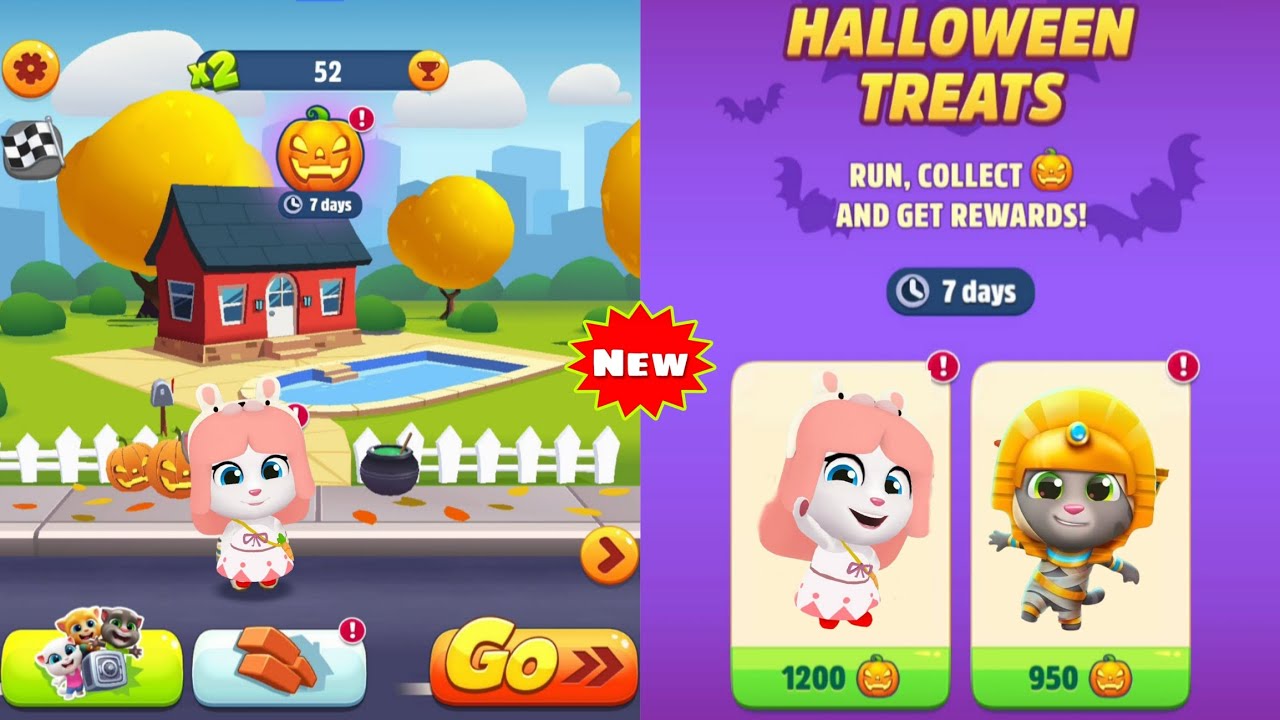 Talking Tom Gold Run New Update Halloween 2025 - Bunny Beauty Angela vs Mummy Tom
