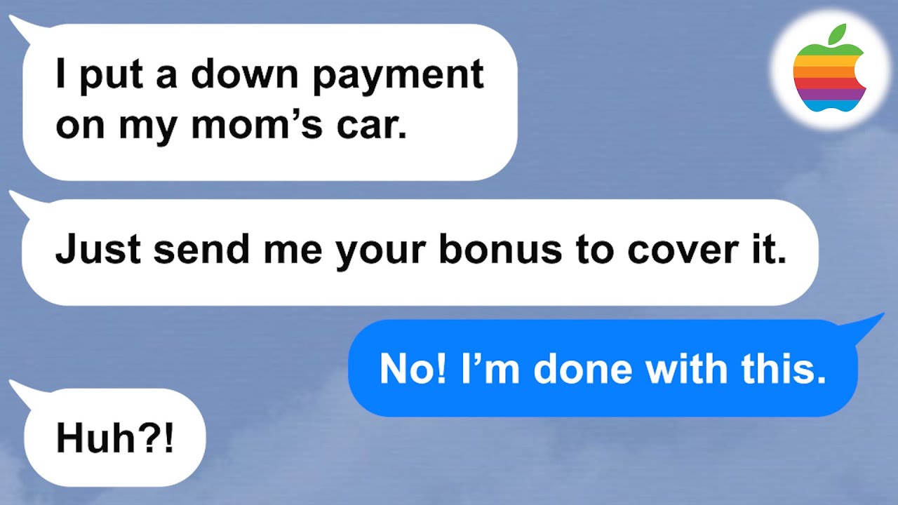 【Apple】Husband sends half his paycheck to his mom then puts a down payment on her new car in secret!