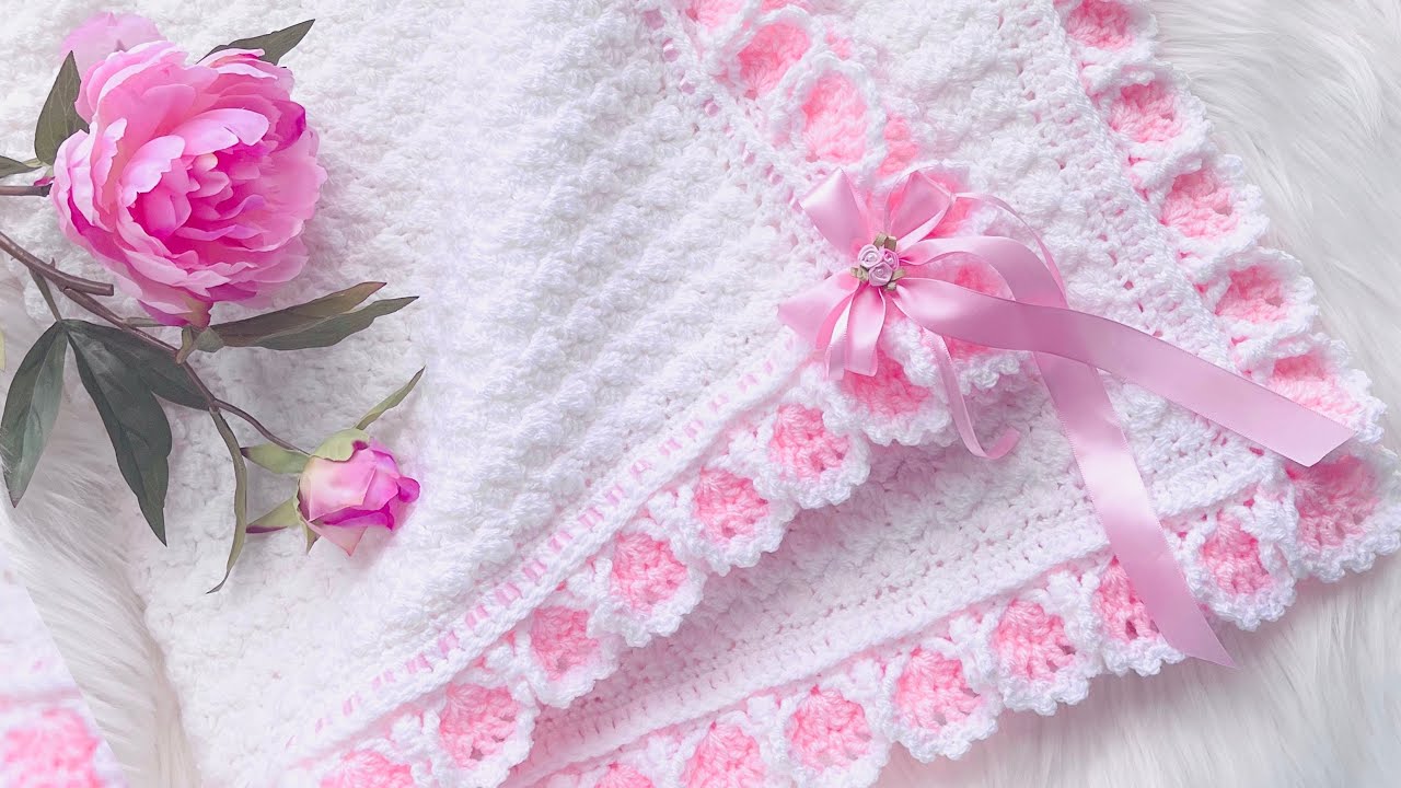 ✨ Cómo Tejer Hermosa Manta para Bebé con Punto de Conchitas Fácil y Orilla Preciosa | Manta Ivy ✨