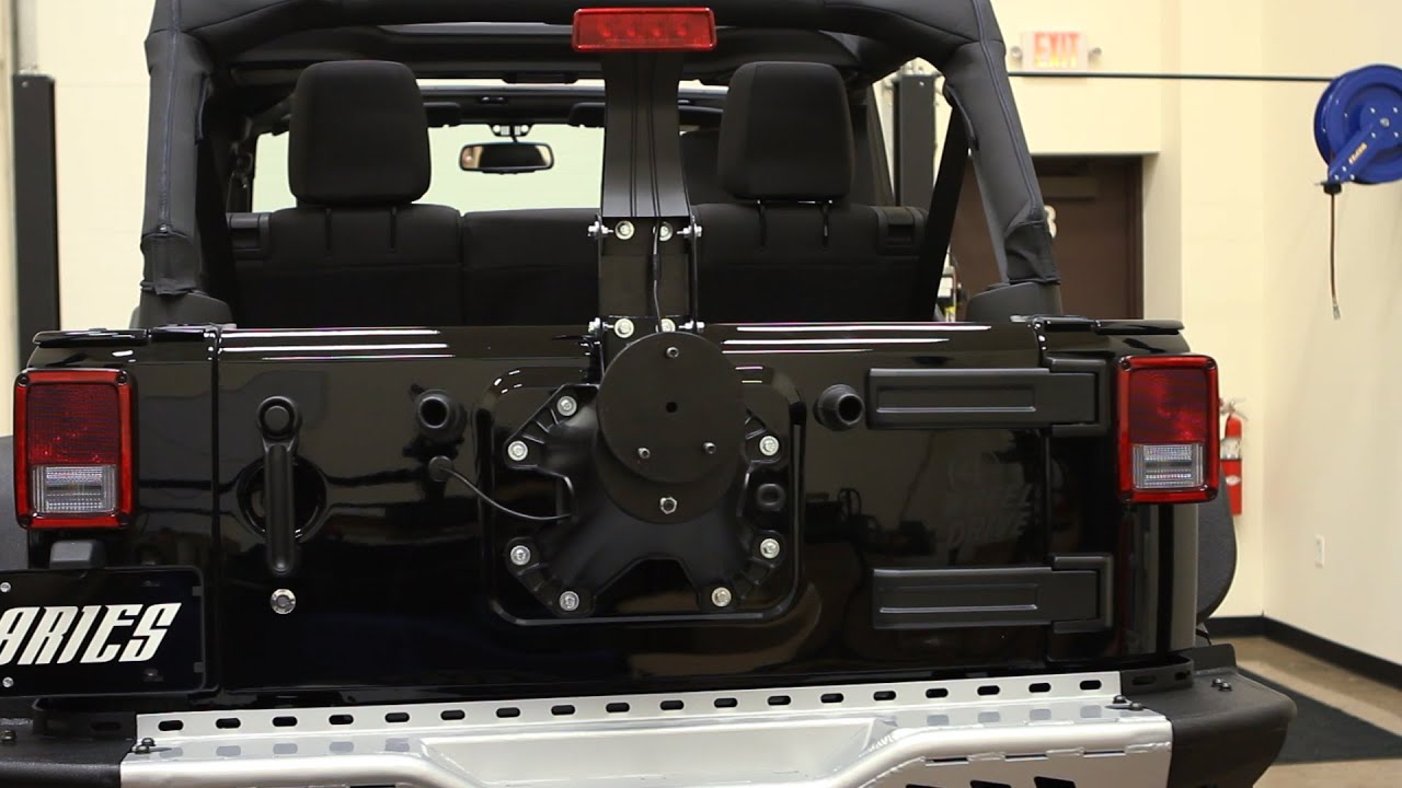 ARIES Jeep® Wrangler: Third Brake Light Extension 256TBL and Tire Relocation Carrier 25630AB