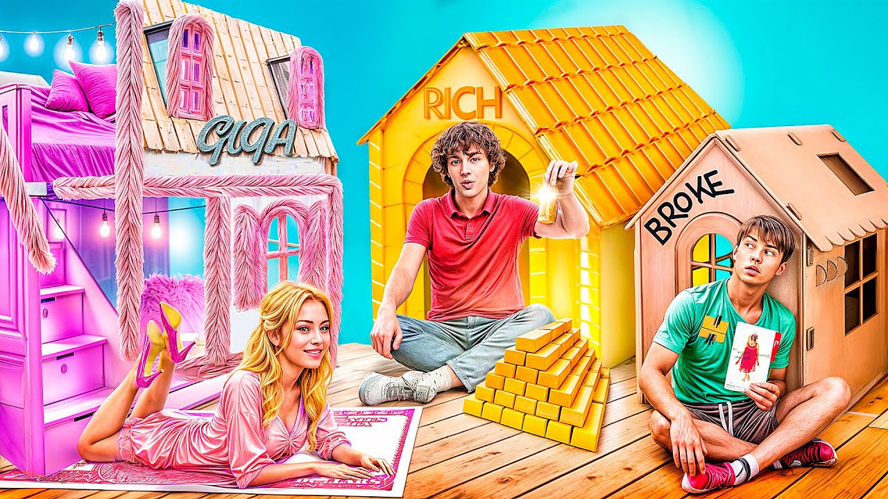 Építünk Egy Titkos Szobát! Szegény vs.  Gazdag vs.  Giga Gazdag Titkos Szoba
