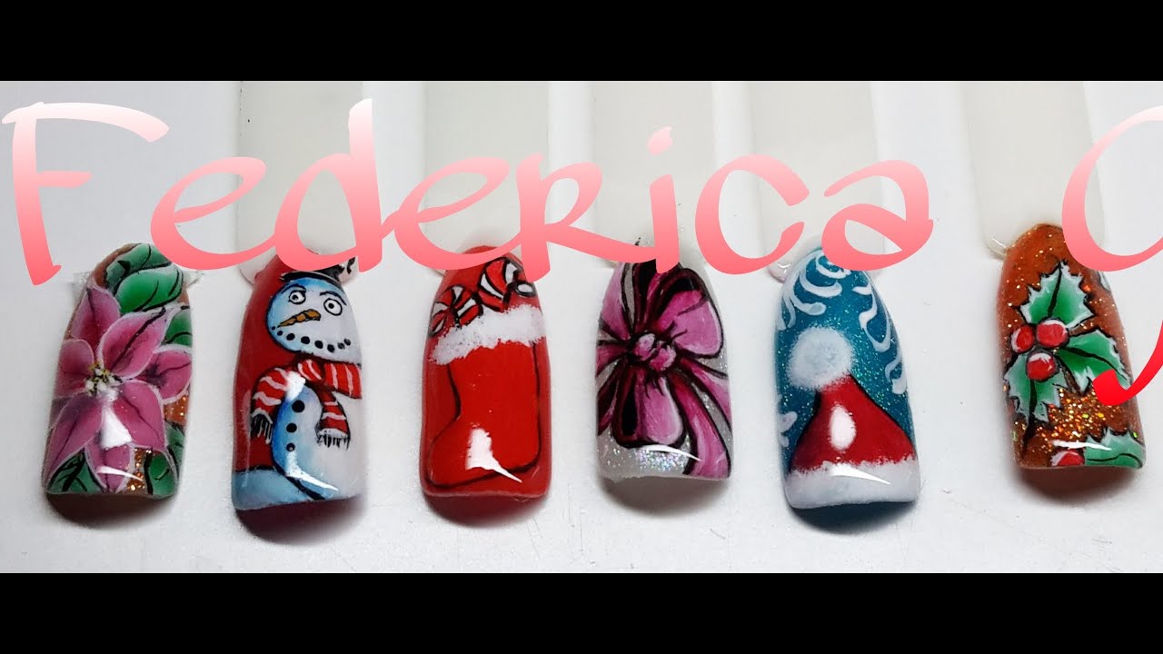 Nail art natalizie in micropittura e one stroke