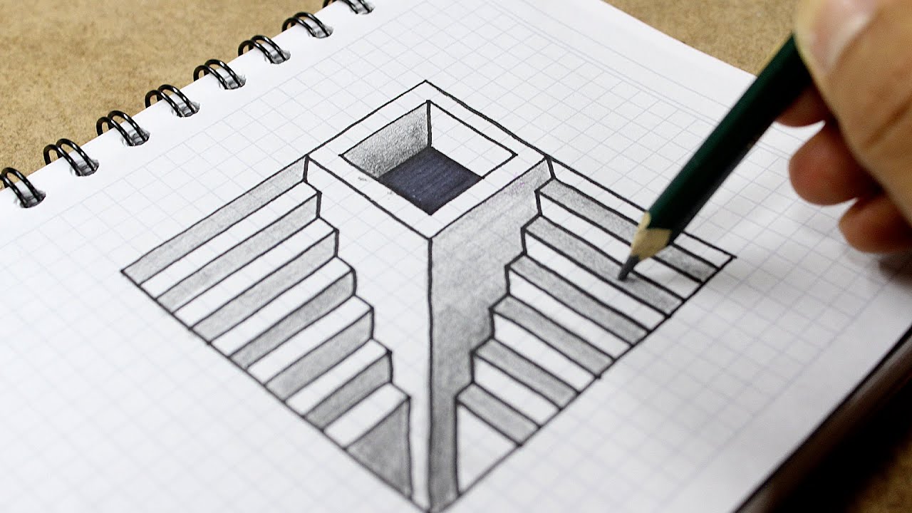 ✅ Dibujos 3D ⭐ Como Dibujar Escaleras y Agujero 3D para Principiantes - Easy Art