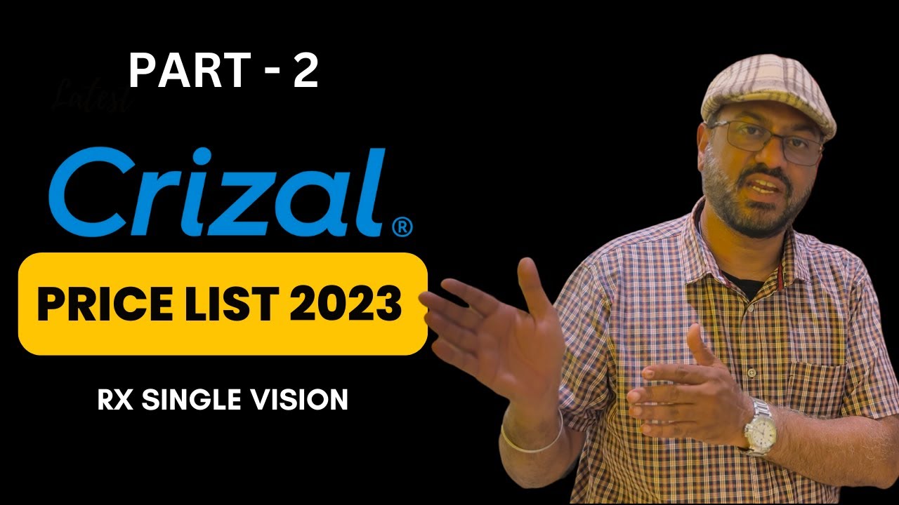 Crizal RX single vision lenses Price list 2023 | Part 2