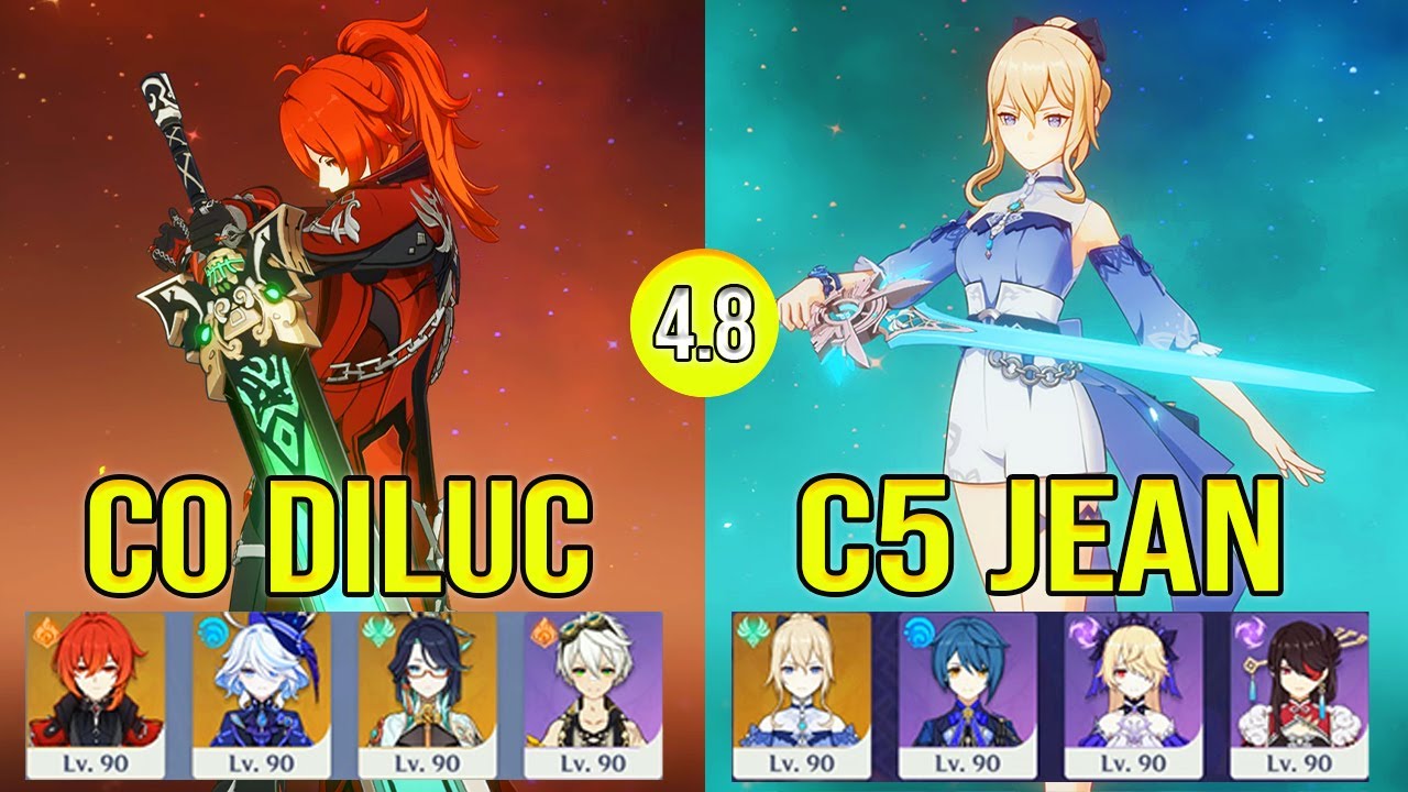C0 Diluc Plunge & C5 Jean Double Electro Spiral AByss Floor 12 Genshin Impact