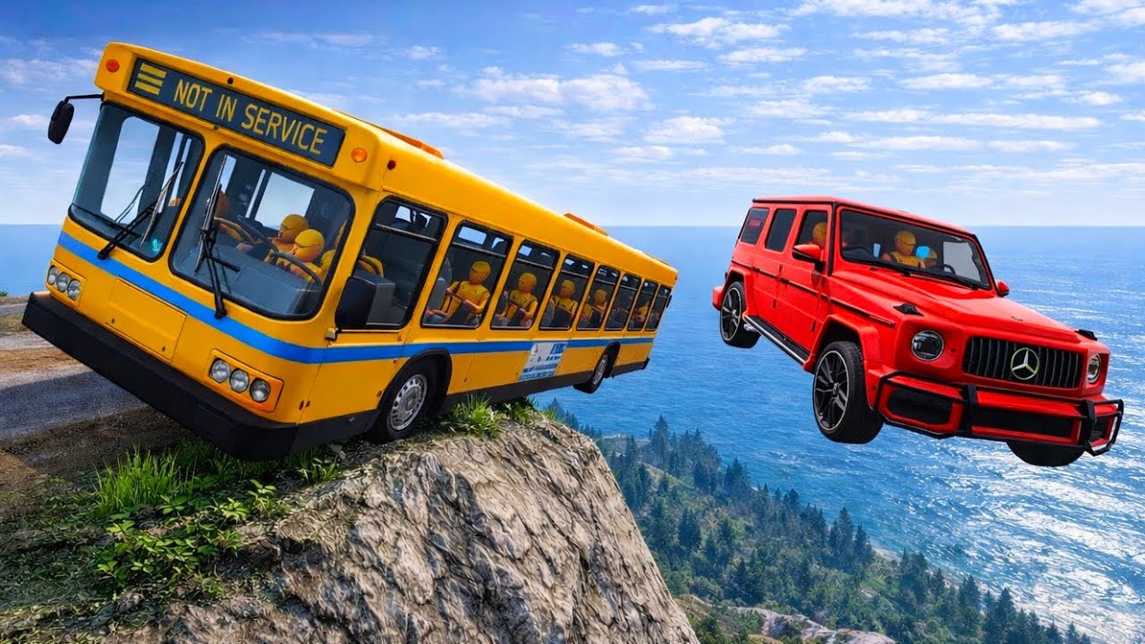 Car vs Bus Cliff edge Crash Challenge 🚎💥 | Beamng Drive 89!
