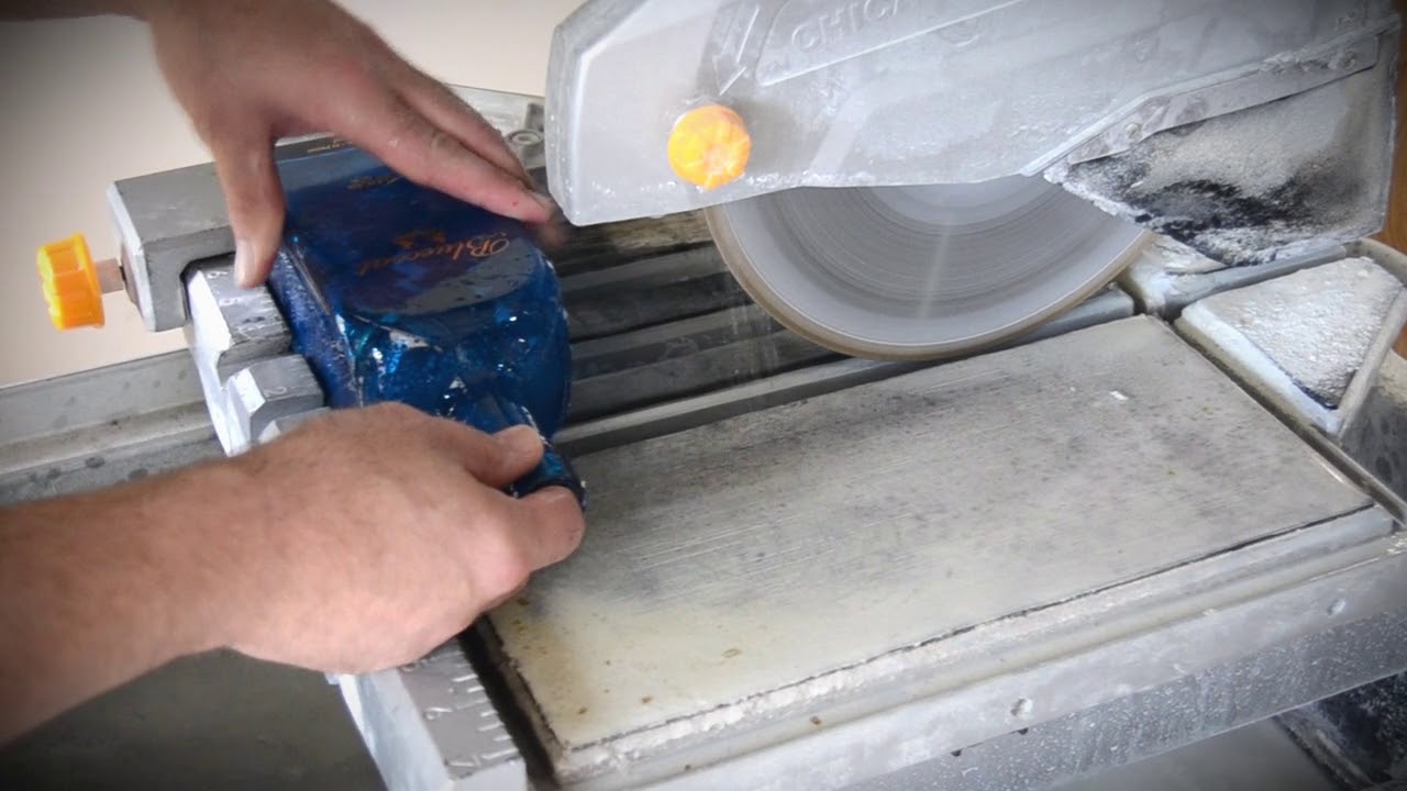 Cutting glass bottles with a tile saw (used for making DIY candles)