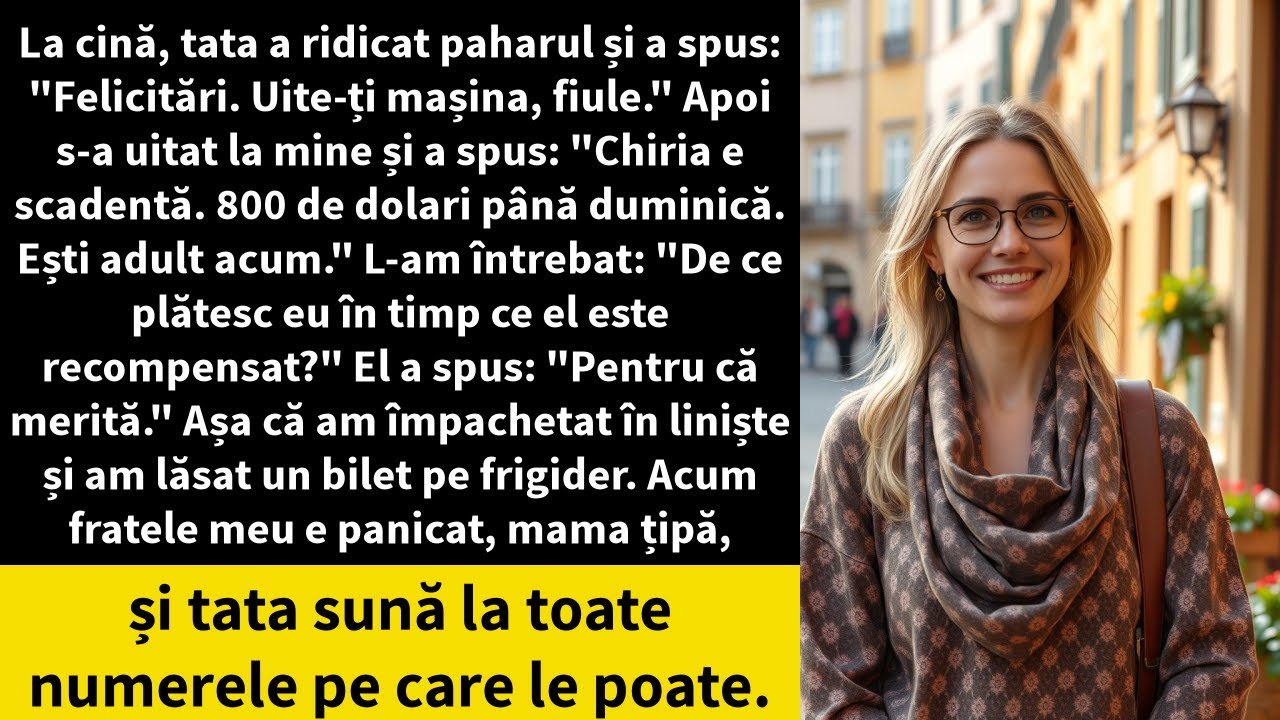 La cină, tata a ridicat paharul și a spus: 