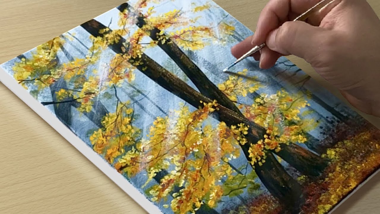 Autumn Forest Painting / Acrylic Painting for Beginners