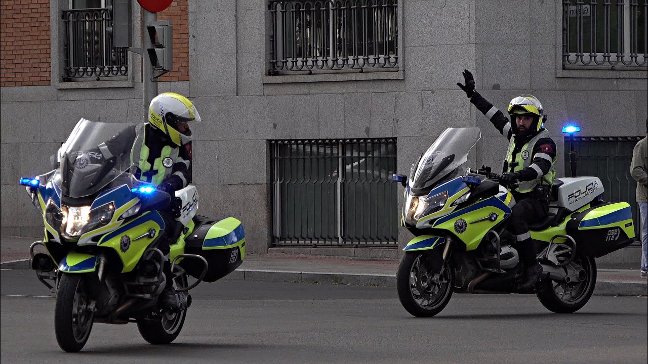Escolta a Milei,  presidente de Argentina, en Madrid. Guardia Civil, Policía Nacional y Municipal