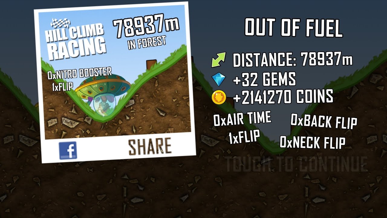 Hill climb racing forest with ufo 78937m new car WR full run part 2
